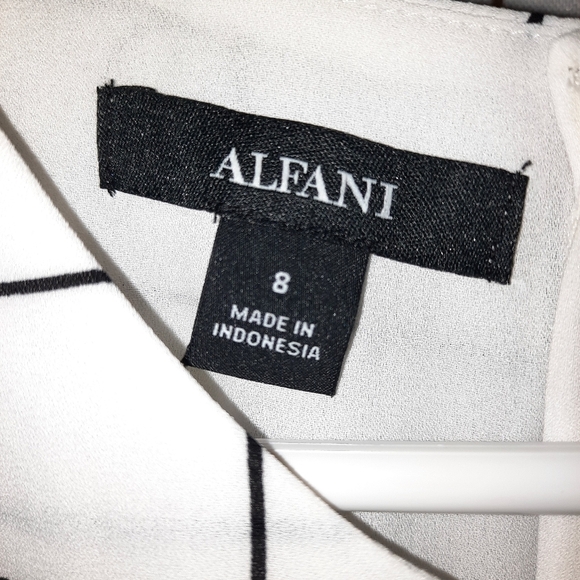 Alfani White Dress With Black Strips - Picture 4 of 5